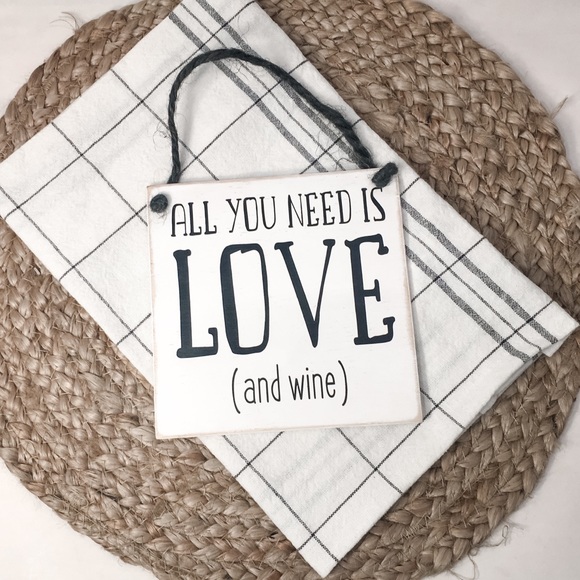 🛒2/$18!🛒 All You Need Is Love And Wine Sign - Picture 2 of 5